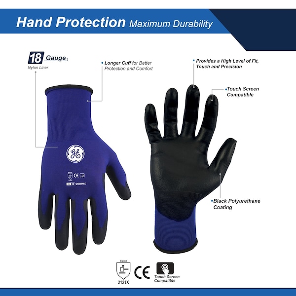 Guantes sumergidos en PU, 18 GA, Gris, 1 par, XL - GG206XLC