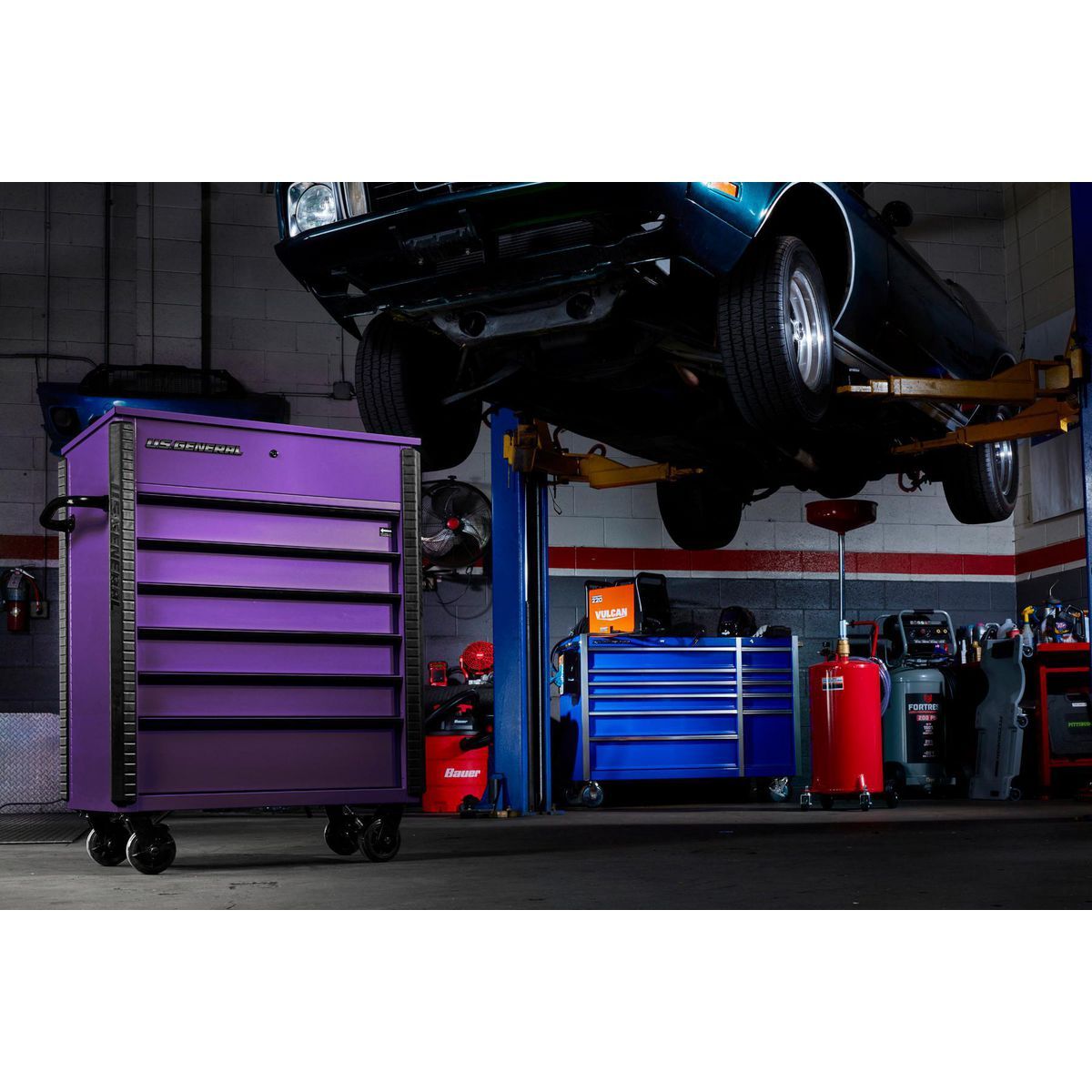 Carro de servicio U.S. General de 34 pulgadas x 23 pulgadas, con 6 cajones, color morado - 70697
