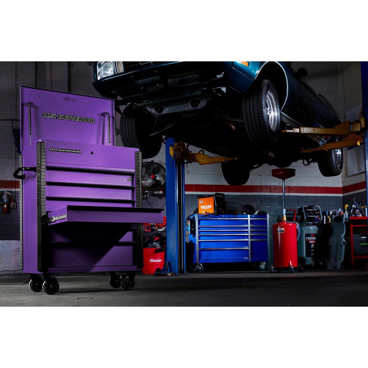 Carro de servicio U.S. General de 34 pulgadas x 23 pulgadas, con 6 cajones, color morado - 70697