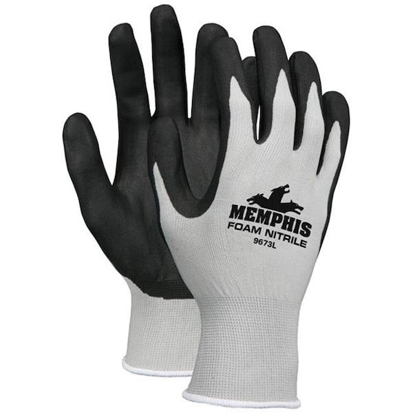 Seguridad MCR MCR 127-9673S Guante de Palma Sumergida en Nitrilo Espumado; Gris y Negro - Pequeño - 127-9673S