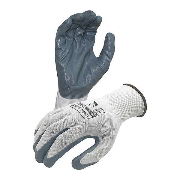 Azusa Safety Economy 13 ga. Guantes de Nailon Blanco, Recubrimiento de Nitrilo Gris en la Palma, Talla S - N10500.