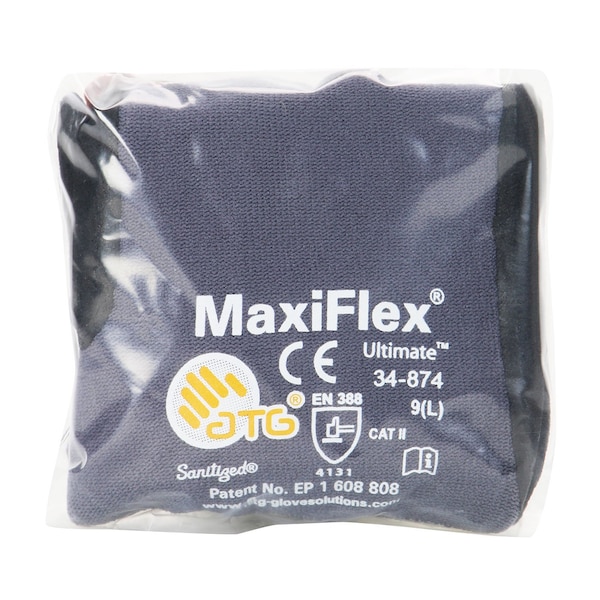Guantes recubiertos de nitrilo con espuma Pip, cobertura en la palma, negro/gris, 2XL, par - 34-874V/XXL