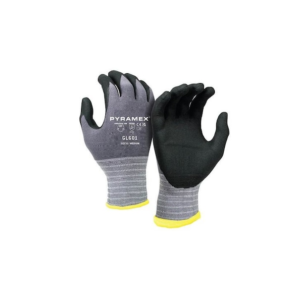 Guante Pyramex de Microespuma de Nitrilo, Nylon 15 ga, Corte A1, Gris, Talla M - GL601M