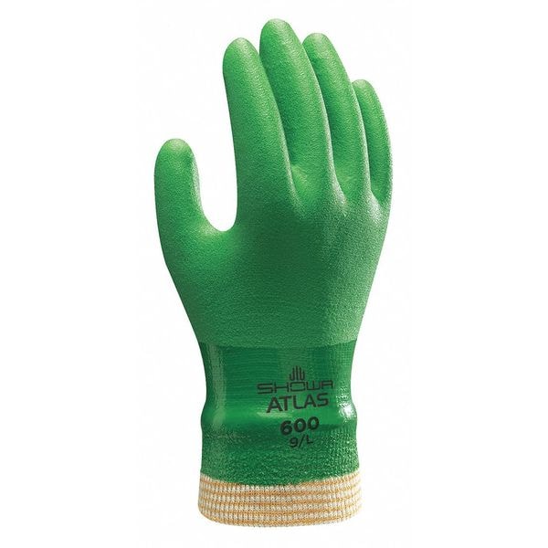 Guantes recubiertos de PVC Showa, cobertura total, verdes, S, par - 600S-07