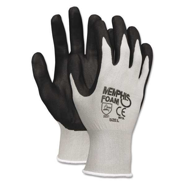 Guantes recubiertos de nitrilo espumado MCR Safety, cobertura de palma, negro/gris, XL, paquete de 12 - 9673XL