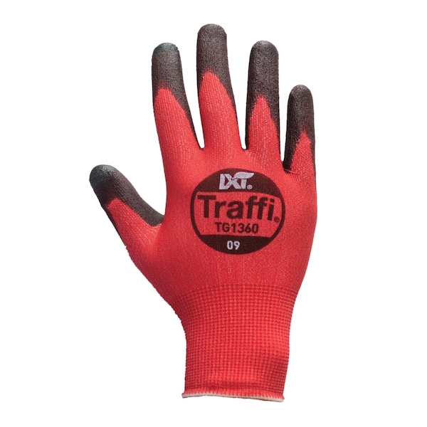Guante ultrafino de PU X-Dura Traffi TG1360 LXT Cut A1, Talla 5 - TG1360-RD-5