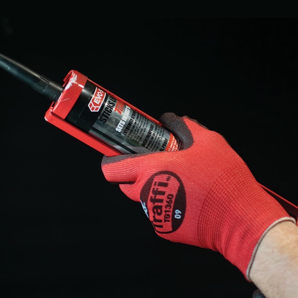 Guante ultrafino de PU X-Dura Traffi TG1360 LXT Cut A1, Talla 5 - TG1360-RD-5