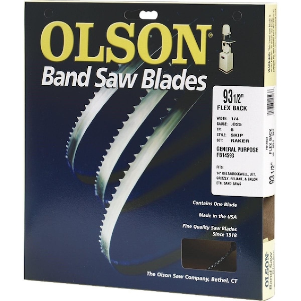 Olson Saw Olson 93-1/2 In. x 1/4 In. 6 TPI Skip Flex Back Band Saw Blade - FB14593DB