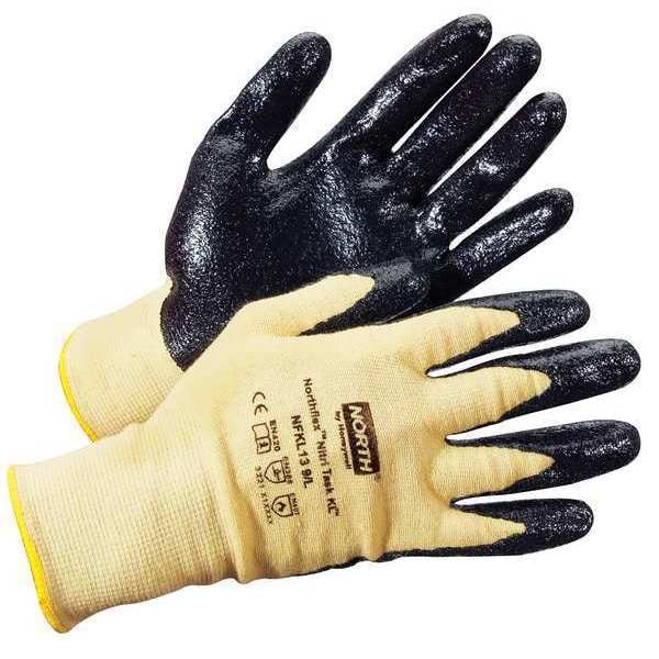Guantes recubiertos de nitrilo Honeywell, cobertura de palma, negro/amarillo, S, par - NFKL13/7S