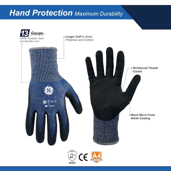 Guante Ge MICRO FOAM NITRILE DIPPED A4, 12 pares L, 24 paq - GG224L