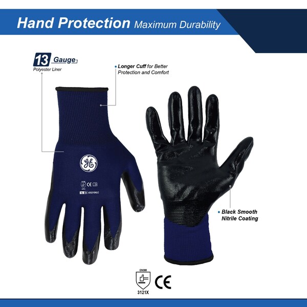 Guante Ge SMOOTH NITRILE DIPPED 12 pares XL, 24 paquetes - GG215XL
