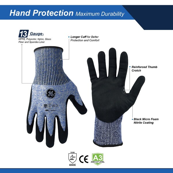 Guante Ge MICRO FOAM NITRILE DIPPED A3, 12 pares XL, 24 paquetes - GG223XL