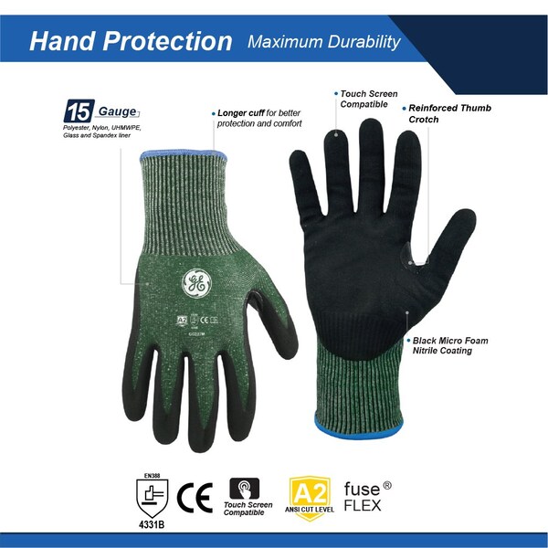 Guante GE MICRO FOAM NITRILE DIPPED A2 12 PARES TALLA M, 24PK - GG227M