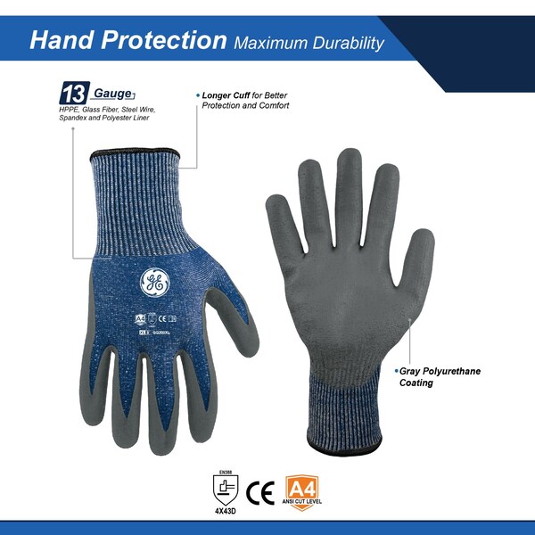 Guantes sumergibles GA PU Ge 13 A4 tamaño XL, 12 pares, 24 paquetes - GG208XL