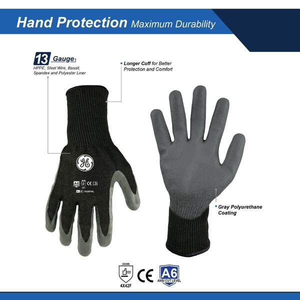 Guantes sumergidos GA PU DIPPED A6 12 pares XL, 24PK - GG201XL