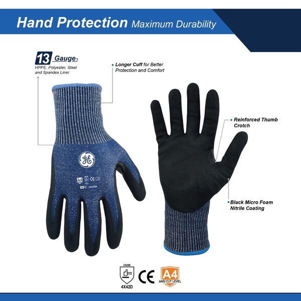 Guante Ge MICRO FOAM NITRILE DIPPED A4 de 12 Pares tamaño M, 24 Paquetes - GG224M