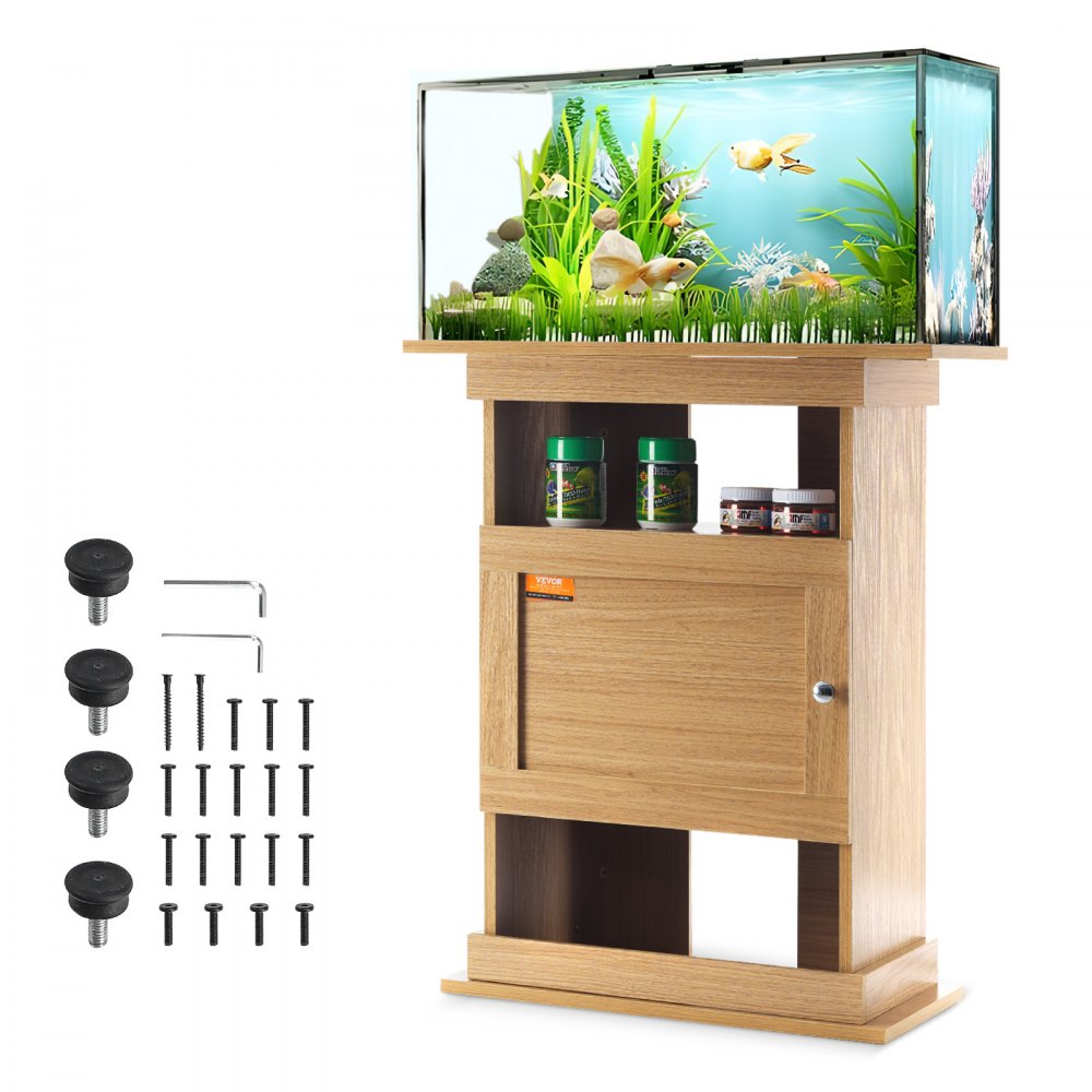 VEVOR Aquarium Stand, 20 Gallon Fish Tank Stand, 25.2 x 15.7 x 28.3 in MDF Turtle Tank Stand, 167.6 lbs Load Capacity, Reptile Tank Stand with Storage, Cabinet and Hardware Kit, Basswood Color - MZSZXZJMZ20JS4CJYV0