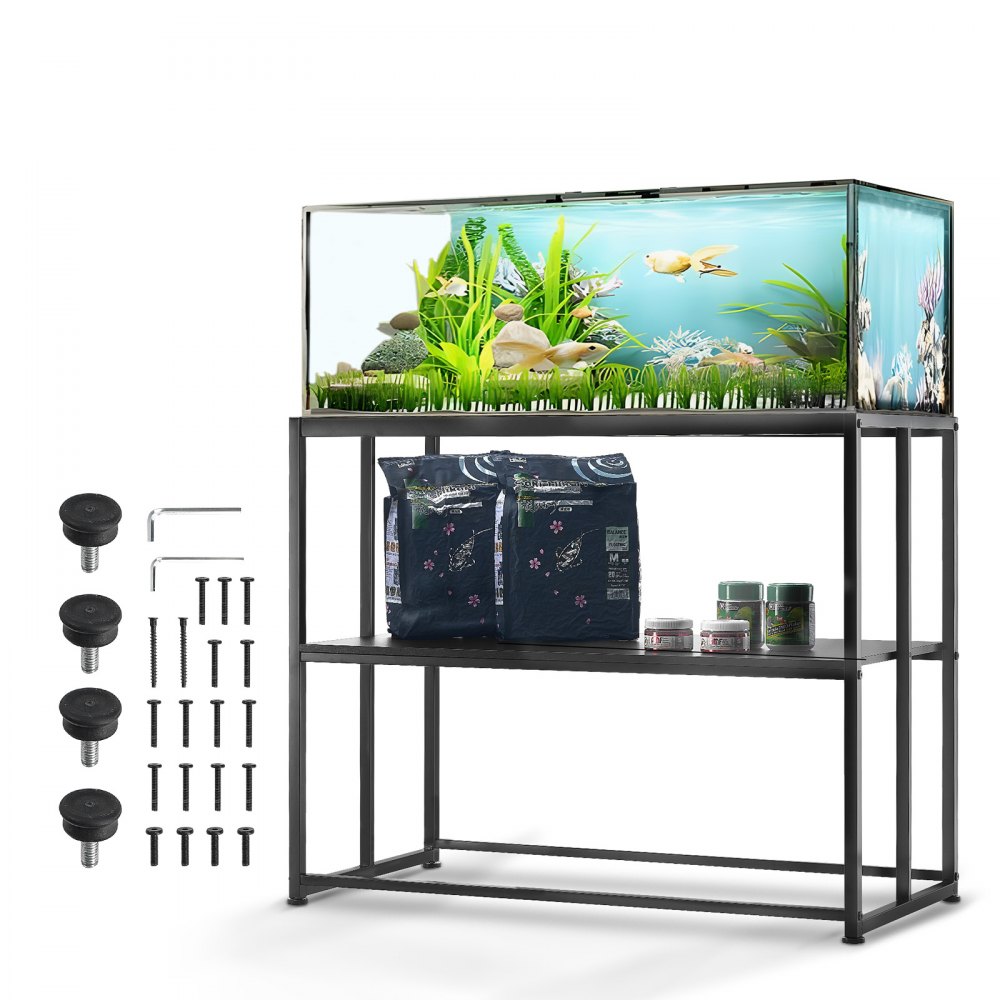 VEVOR Aquarium Stand, 40 Gallon Fish Tank Stand, 36.5 x 18.5 x 29.5 in Steel Turtle Tank Stand, 335 lbs Load Capacity, Reptile Tank Stand with Storage, Hardware Kit, and Non-slip Feet, Black - GZSZXZJG40JL3EWNAV0