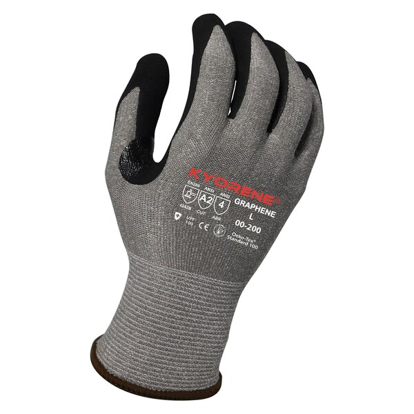 Kyorene 15g Gris Kyorene Grafeno A2 Forro con MicroEspuma HCT Negra Recubrimiento de Nitrilo en la Palma (XS) Guantes PK - 00-200 (XS)