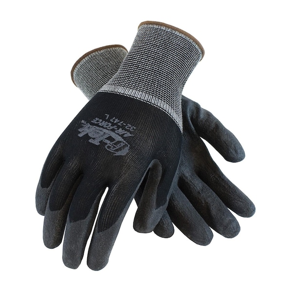 Pip G-TEK, PALMA Y DEDOS DE PVC INFUNDIDO CON AIRE NEGRO, REVESTIMIENTO DE NYLON TEJIDO SIN COSTURAS NEGRO, Grande, 12PK - 32-747/L
