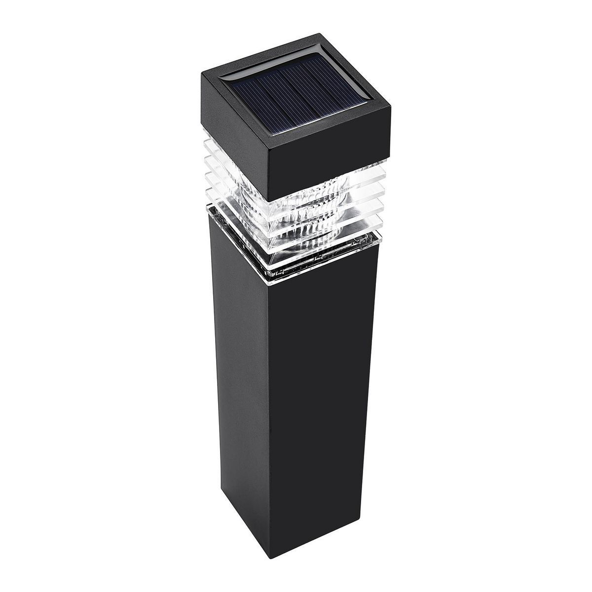 Luz de camino bollard solar LED con acabado negro de 11 pulgadas y 7.5 lúmenes de One Stop Gardens - 57715
