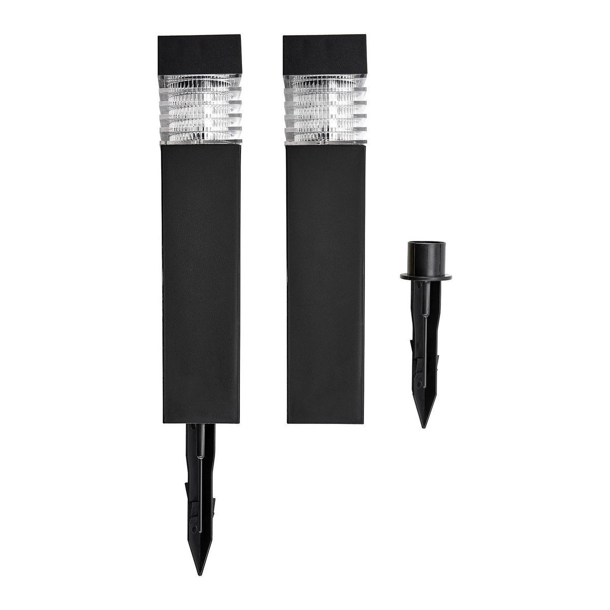 Luz de camino bollard solar LED con acabado negro de 11 pulgadas y 7.5 lúmenes de One Stop Gardens - 57715