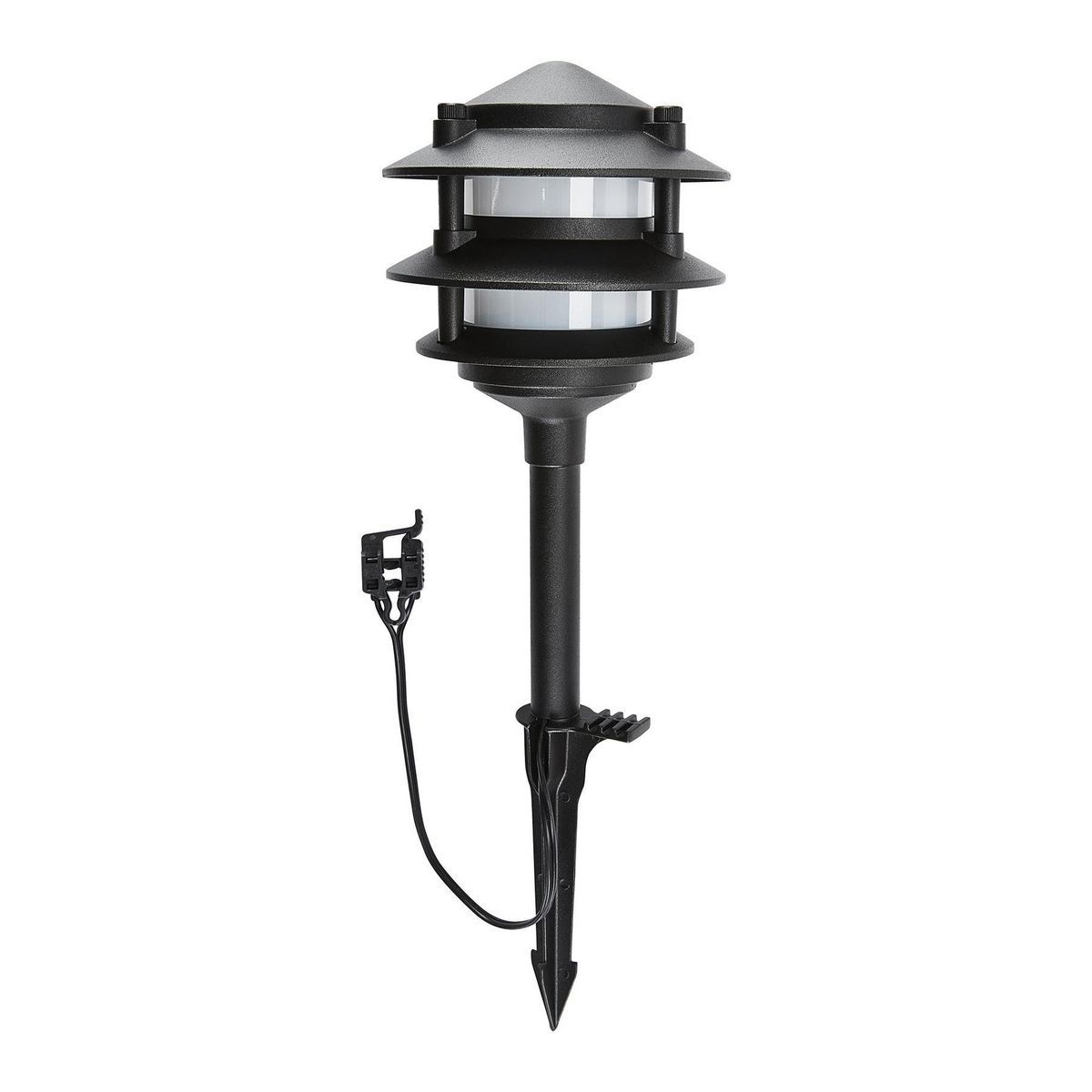 Luz para camino de bajo voltaje de 3 niveles con acabado negro LED de 30 lúmenes de One Stop Gardens - 57696