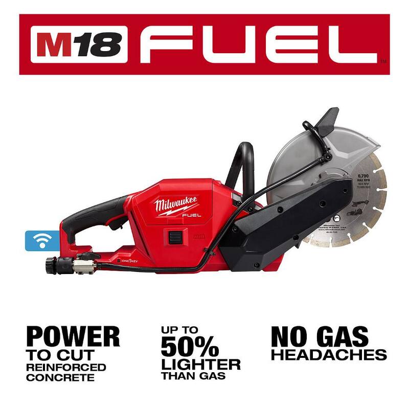 Sierra de corte de 9 pulgadas inalámbrica sin escobillas Milwaukee M18 FUEL ONE-KEY de 18V con mochila de tanque de interruptor y kit de suministro de agua - 2786-22HD-2820-21WS.