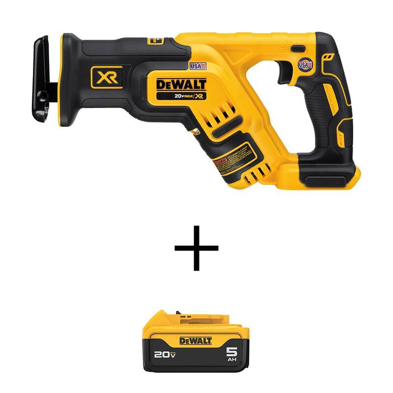 DEWALT 20V MAX Sierra de vaivén compacta sin escobillas inalámbrica y (1) batería de 20V 5.0Ah - DCS367BW205