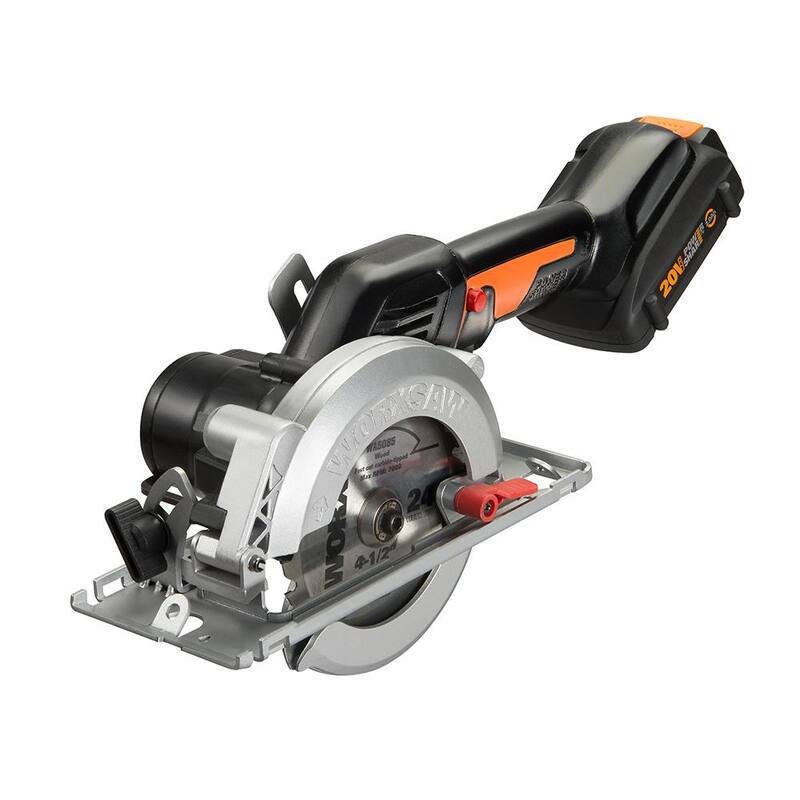 Worx Power Share 20-Volt Worxsaw 4-1/2 pulgadas Sierra Circular Compacta con Motor sin Escobillas (Herramienta Únicamente) - WX531L.9
