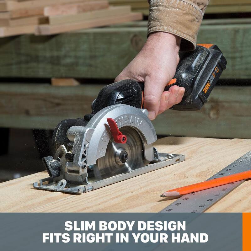 Worx Power Share 20-Volt Worxsaw 4-1/2 pulgadas Sierra Circular Compacta con Motor sin Escobillas (Herramienta Únicamente) - WX531L.9