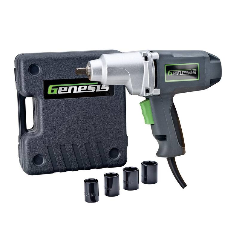 Génesis 7.5 Amp 1/2 pulgadas Llave de Impacto con Pasador de Detención, Ensamble Cuadrado, 4 Sockets y Estuche de Almacenamiento Resistente - GIW3075K