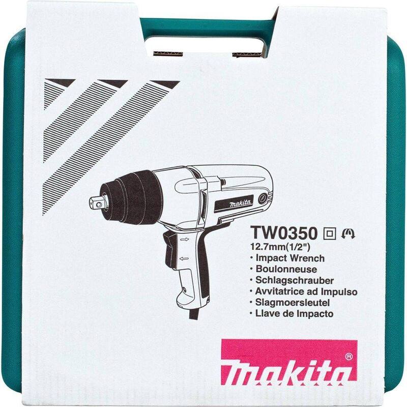 Llave de impacto con cable Makita de 3.5 amperes y 1/2 pulgadas con estuche para herramientas - TW0350.