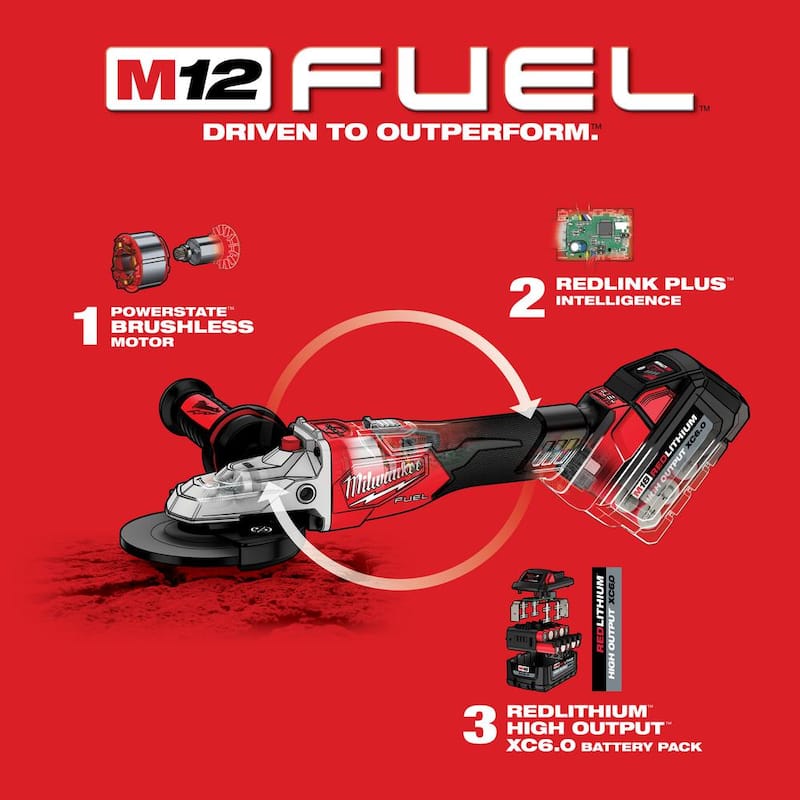 Milwaukee M18 FUEL 18V Lithium-Ion Brushless Cordless 5 in. Flathead Braking Grinder with Slide Switch Lock-On (Herramienta solamente) - 2887-20

Milwaukee M18 FUEL 18V Lithium-Ion Brushless Cordless 5 pulgadas Amoladora de cabeza plana con freno y bloqueo de interruptor deslizante (solo la herramienta) - 2887-20