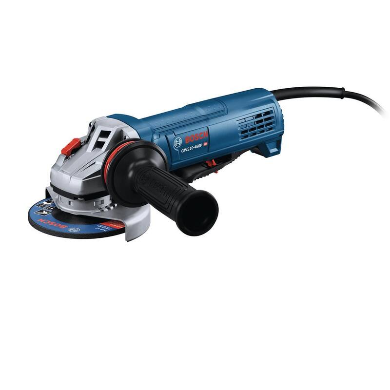 Esmeriladora angular Bosch de 10 amperes con cable de 4-1/2 pulgadas - con interruptor de palanca de bloqueo - GWS10-450P.