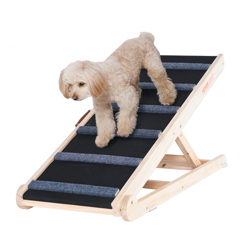 VEVOR Dog Ramp, Folding Pet Ramp for Bed, Adjustable Dog Ramp for Small, Large, Old Dogs & Cats, Wooden Pet Ramp with 41.3" Long Ramp, Adjustable from 13.77" to 25.59", Suitable for Couch, Sofa, Car - CWAQPDHSMZW0SAOG7V0