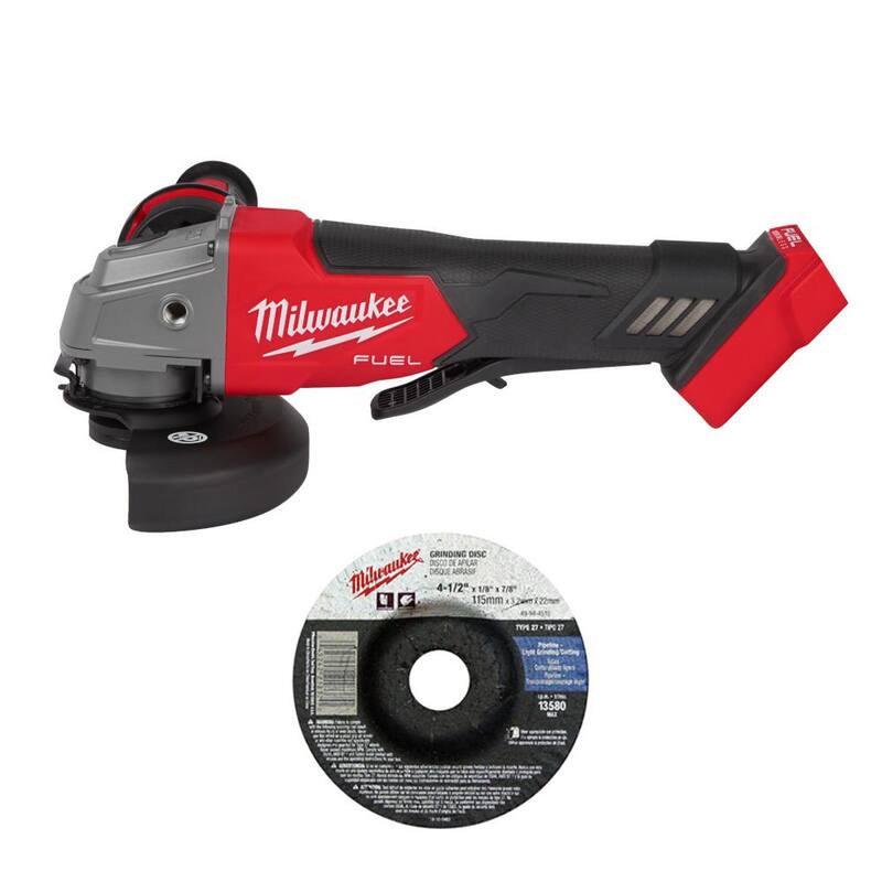 Esmeriladora inalámbrica Milwaukee M18 FUEL de 18 voltios con tecnología Lithium-Ion sin escobillas de 4-1/2 pulgadas/5 pulgadas con interruptor de paleta y rueda - 2880-20-49-94-4520.