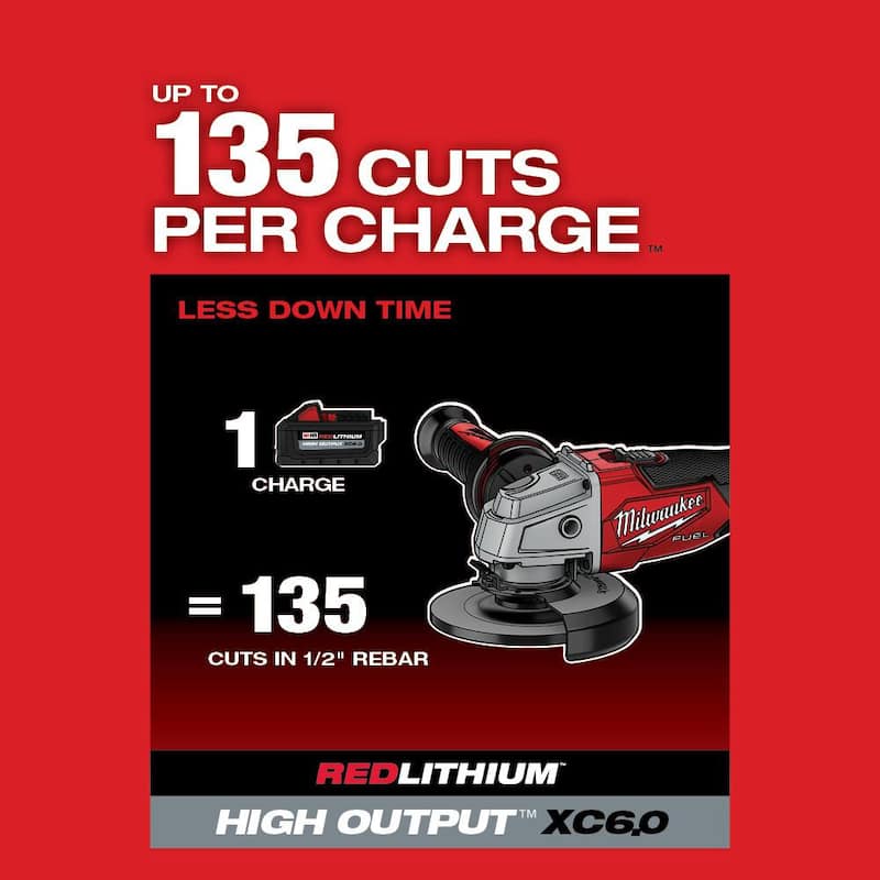 Milwaukee M18 FUEL 18V Lithium-Ion Brushless Cordless 4-1/2 in./5 in. Amoladora con interruptor deslizante (Solo herramienta) - 2881-20