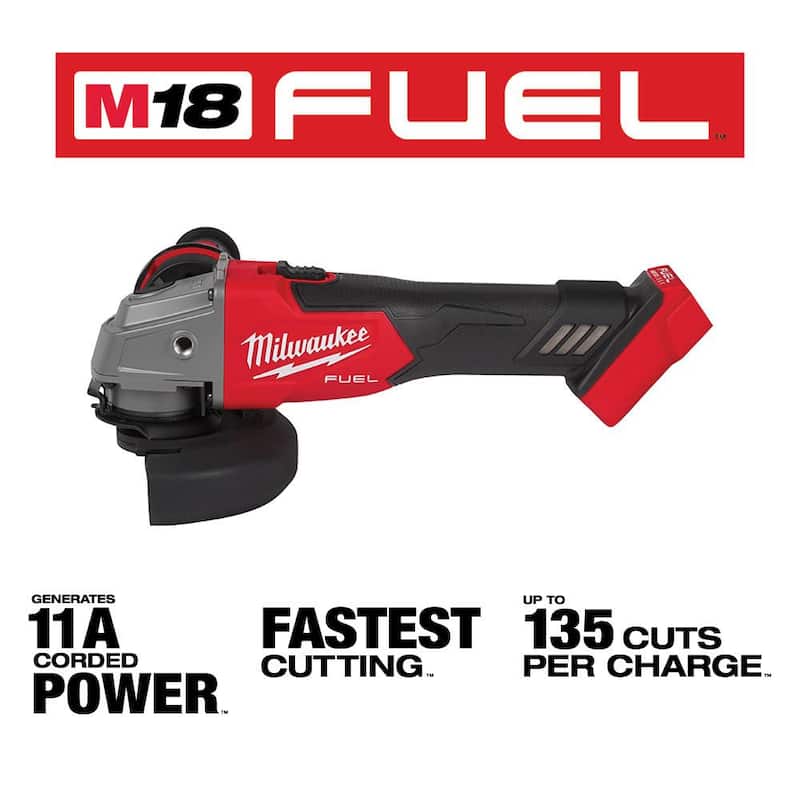Milwaukee M18 FUEL 18V Lithium-Ion Brushless Cordless 4-1/2 in./5 in. Amoladora con interruptor deslizante (Solo herramienta) - 2881-20
