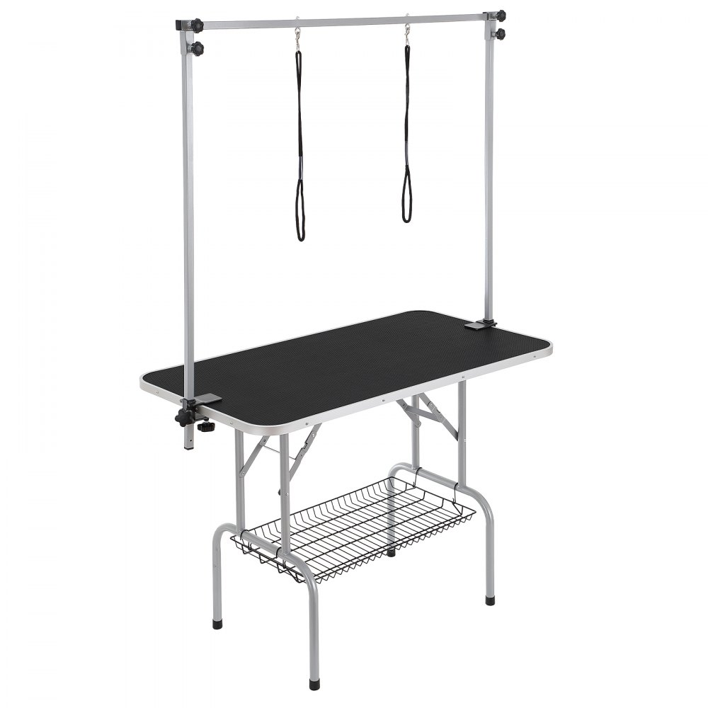 VEVOR Pet Grooming Table Two Arms with Clamp, 46'' Dog Grooming Station, Foldable Pets Grooming Stand for Medium and Small Dogs, Free No Sit Haunch Holder with Grooming Loop, Bearing 330lbs - ZDMRZ46INCH0I6658V0