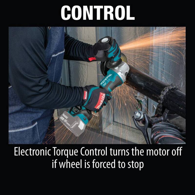 Makita 18V Brushless 4-1/2 in. / 5 in. Amoladora Angular Inalámbrica con Interruptor de Paleta y Freno Eléctrico (Solo Herramienta) - XAG20Z
