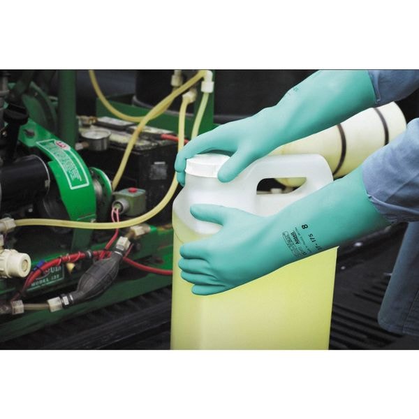 Guantes resistentes a químicos Ansell Alphatec Solvex, espesor 18.11, forro de felpa, 13 pulgadas de largo, color verde, talla 10 - 37-175.
