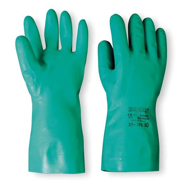 Guantes resistentes a químicos Ansell Alphatec Solvex, espesor 18.11, forro de felpa, 13 pulgadas de largo, color verde, talla 10 - 37-175.