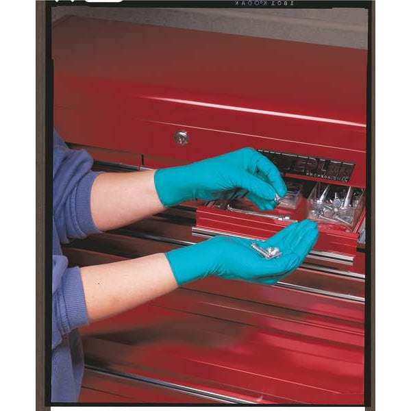 Ansell TouchNTuff, Guantes Resistentes a Químicos de 9 1/2 pulgadas, de Nitrilo, sin Polvo, de 5 mil, Talla Mediana (8), Paquete de 100 - 92-600