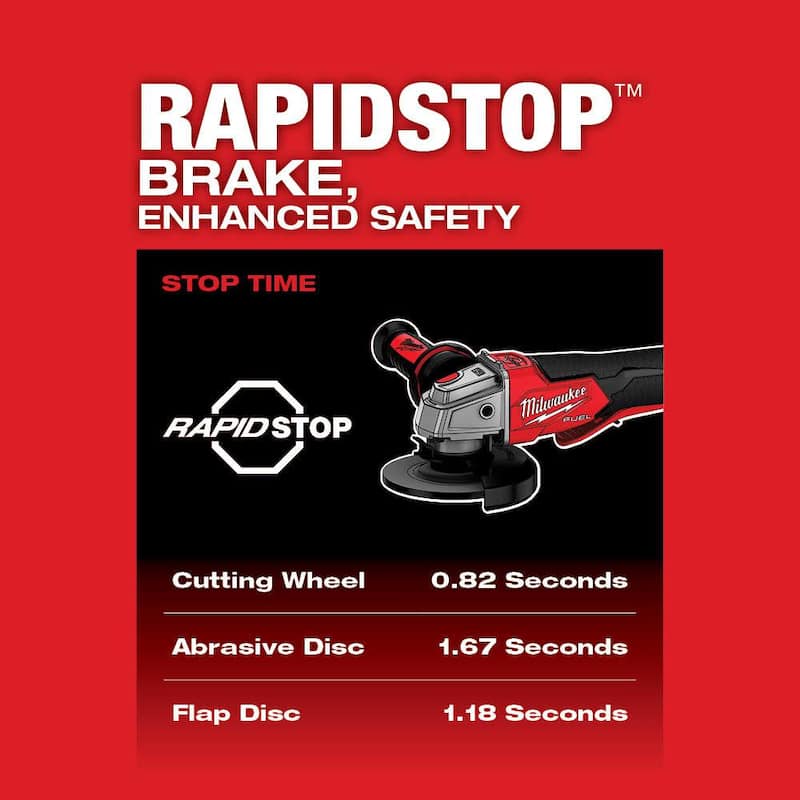 Amoladora sin escobillas Milwaukee M18 FUEL 18V de 4-1/2 in./5 in. con interruptor de paleta y freno de litio-ion inalámbrico (Herramienta solamente) - 2882-20