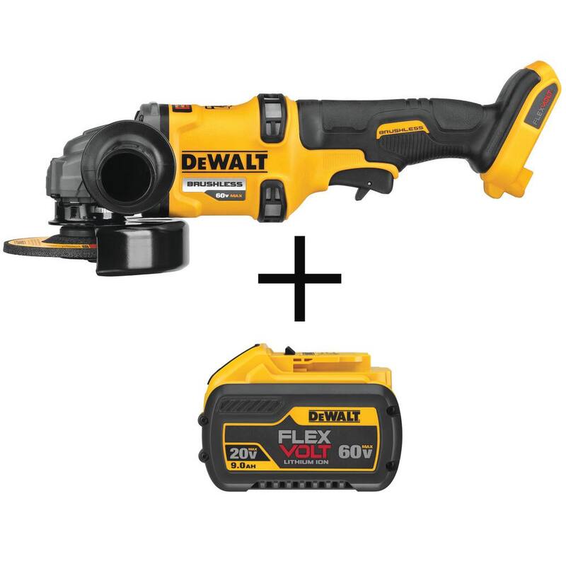 DEWALT FLEXVOLT 60-Volt Li-Ion MAX Amoladora angular inalámbrica de 4-1/2-6 pulgadas (Herramienta única) con batería FLEXVOLT 20-V/60-V MAX 9Ah - DCG418BWDCB609