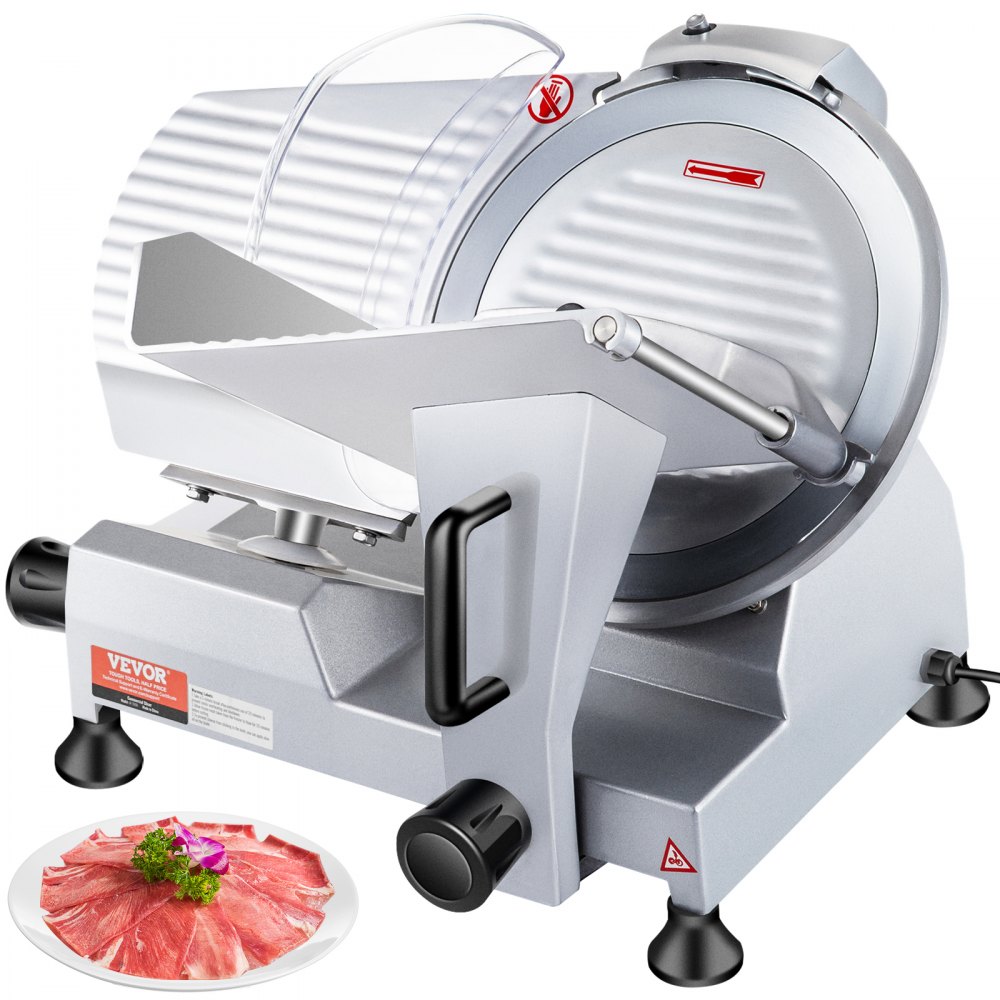 VEVOR Commercial Meat Slicer, 320W Electric Deli Food Slicer, 12 inch Carbon Steel Blade Electric Food Slicer, 350-400RPM Meat Slicer, 0-0.6 inch Adjustable Thickness for Meat, Cheese, Veggies, Ham - SYDRQPJ250W1ZKZOVV1