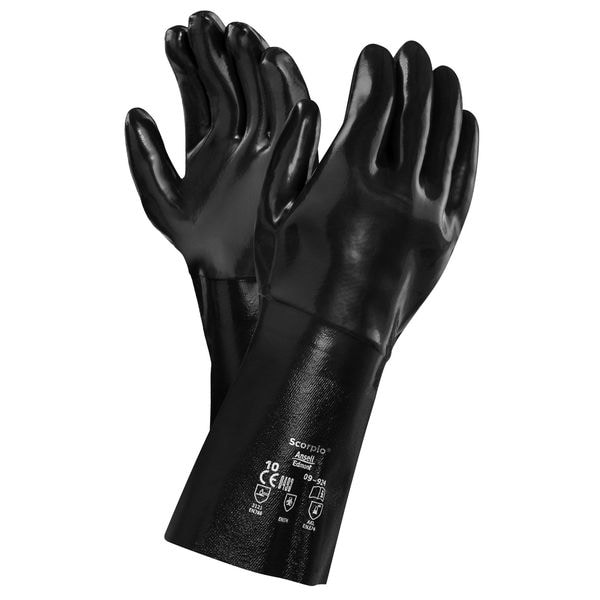 Guantes resistentes a químicos Ansell de 14", Neopreno, Talla 10, 1 par - 09-924