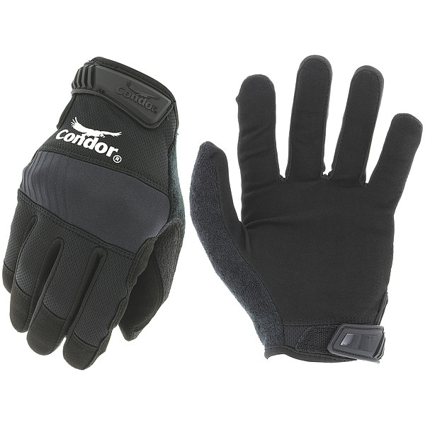 Guantes Condor Mechanics Pro, nudillos acolchonados flexibles, cuero sintético duradero, negro, talla 10 (grande) - 488C11