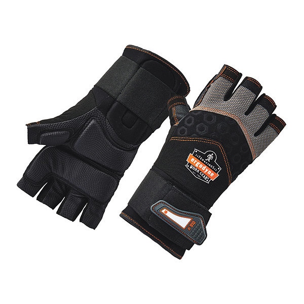 Proflex por Ergodyne Guantes de Impacto Mecánicos de Medio Dedo, Talla L, Negro - 910